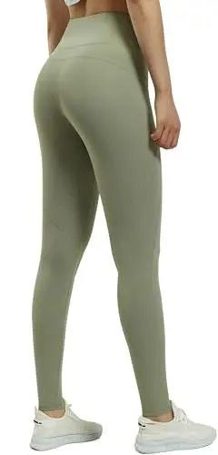 Produktbild: JOYSPELS Sport Leggings Damen High Waist Sporthose mit Tasche Yoga Leggins Blickdicht Sportleggins Yogahose Laufhose, Samtgrüngrau, S
