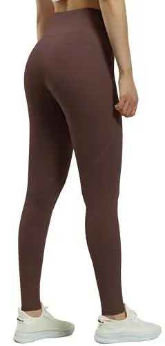 Produktbild: JOYSPELS Sport Leggings Damen High Waist Sporthose mit Tasche Yoga Leggins Blickdicht Sportleggins Yogahose Laufhose, Wildbraun, S