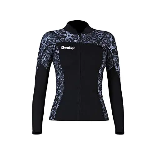 Produktbild: Joysummer Herren Damen Neoprenanzug Top - 3mm Neopren Neoprenanzug Jacke, Langarm Tauchanzug Rash Guard für Tauchen Surfen Schnorcheln UPF 50+, S, Damen Grau, 6938