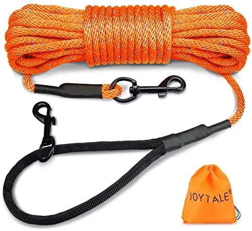 Produktbild: Joytale Reflektierend Schleppleine für Hunde, 10m Hundeleine mit Gepolsterten Griff und 2 Karabinerhaken, Nylon Lange Seil Trainingsleine für Welpen, Kleine Hunde, Orange