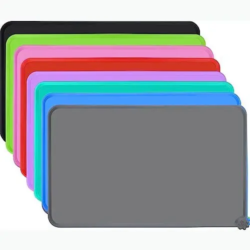 Produktbild: Joytale Silikon Futternapf Unterlage, rutschfeste Hundenapf Grosse Matte für Hund, Wasserdicht,53 x 37cm,Grau