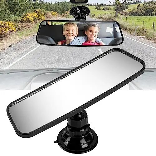 Produktbild: JOYTUTUS Rückspiegel Auto mit Saugnapf, Universal Auto Panorama Rückspiegel, Auto Innenspiegel zum Aufstecken, Autospiegel für Fahrprüfung, Rückspiegel für Auto SUV Trucks(200 x 60 mm)
