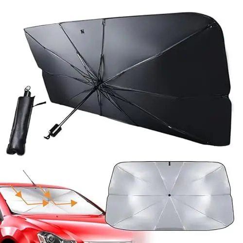 Produktbild: JOZMMZEOOA Auto Sonnenschutz Frontscheibe,65x125CM Frontscheibenabdeckung Auto Windschutzscheibe Frontscheibe Hitzeschutz UV-Schutz für Auto Front-Sonnenschutz Faltbares Sonnenblende,für Meisten Autos
