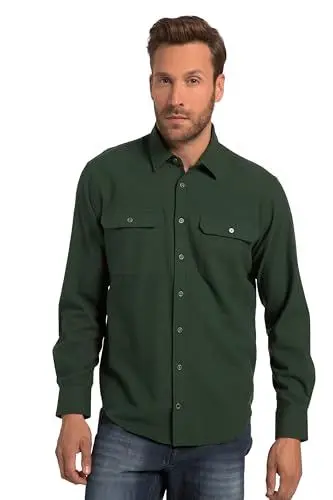 Produktbild: JP 1880 Herren Flanell, Langarm, Kentkragen, Modern Fit Hemden, dunkelgrün, Large