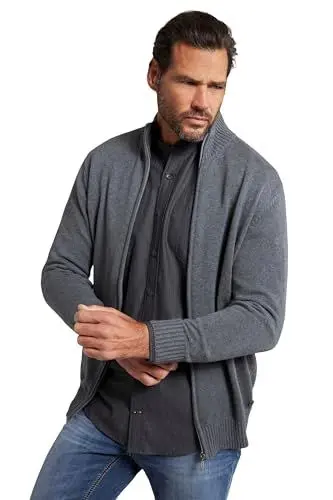Produktbild: JP 1880 Herren große Größen Übergrößen Menswear L-8XL Strickjacke, Stehkragen, Rippbündchen grau Melange XXL 717032123-XXL