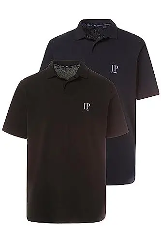 Produktbild: JP 1880 Herren große Größen Übergrößen Menswear L-8XL Poloshirts, Basic, 2er-Pack, Piqué, gekämmte Baumwolle schwarz 4XL 704317130-4XL