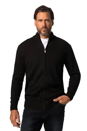 Produktbild: JP 1880 Herren große Größen Übergrößen Menswear L-8XL Strickjacke, Stehkragen, Rippbündchen schwarz L 717032130-L