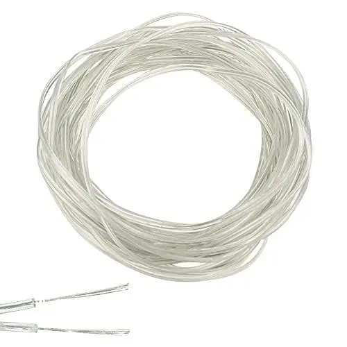 Produktbild: JPGhaha 2 Adriges Kabel 10 Meter Transparent Schlauchleitung 28 AWG Kabel 0,08 mm² PVC Flachkabel Weich und Flexibel für Haushaltsgeräte mit Geringem Stromverbrauch im Trockenraum