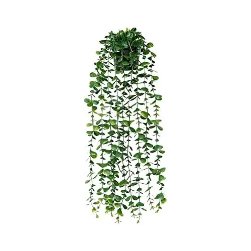 Produktbild: JPGhaha Künstliche Eukalyptus Hängepflanzen im Topf Hängepflanzen Künstliche Pflanzen Rebe Eukalyptus bis 55CM Lang für Innen Außen Wand Küche Zimmer Wand Balkon Fenster