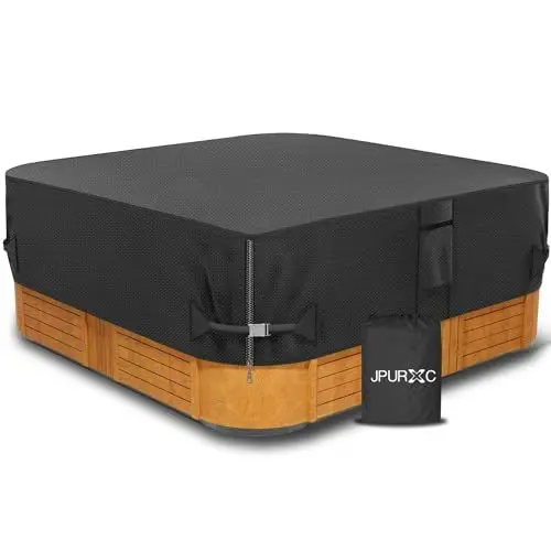 Produktbild: JPURXC Whirlpool Abdeckung/Hot tub Abdeckung, Schwerlast Reißfest 600D Oxford Spa Abdeckung für Whirlpool Wasserdicht, Winterfest UV-Beständiges - schwarz (200W×200D×85H cm)