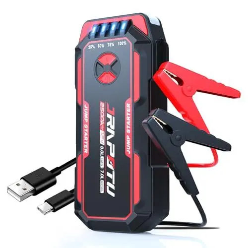 Produktbild: JRAPOTU Starthilfe Powerbank, 2500A starthilfe powerbank für pkw(Bis Zu 8,0L Benzin Oder 7L Diesel),Auto starthilfe powerbank mit LED,Auto Batterie Booster für SUV Rasenmäher