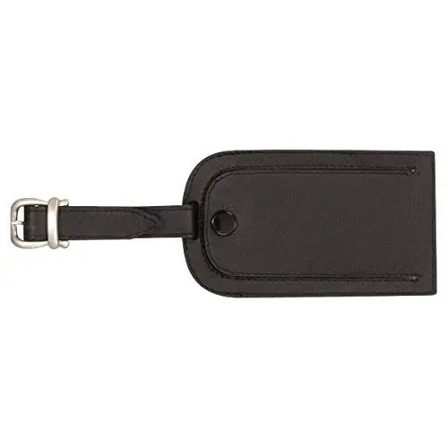 Produktbild: JSA 43117 Kofferanhänger, Anhänger für Koffer, Taschen und anderes Gepäck mit verdecktem Adressfeld, Hergestellt aus echtem Leder, ca. 11,5 × 6,5 cm, schwarz
