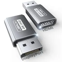 Produktbild: JSAUX 4K DisplayPort zu HDMI Adapter 2-Stück, DP PC zu HDMI Monitor Konverter Video UHD 4K@30Hz/2K@60Hz/1080P@120Hz DP zu HDTV Adapter Kompatibel mit Dell, Lenovo, HP,GPU, AMD, NVIDIA, Desktop- Grau