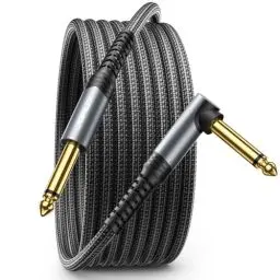 Produktbild: JSAUX 6.35mm Gitarrenkabel 3M, Gitarren kabel Kompatibel mit E-Gitarre, Bass, Schlagzeug, Pedale, Verstärker, Mischpulte, Tuner, Lautsprecher, Akustik, Rechtwinkliges Klinkenkabel Gitarre