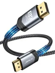 Produktbild: JSAUX 8K DisplayPort Kabel 3M DP 1.4 Kabel (8K@60Hz, 4K@240Hz, 4K@144Hz, 2K@165Hz) DP zu DP Nylon Geflecht Ultra Highspeed DisplayPort Kabel für Laptop PC TV Beamer Spielmonitor-Grau