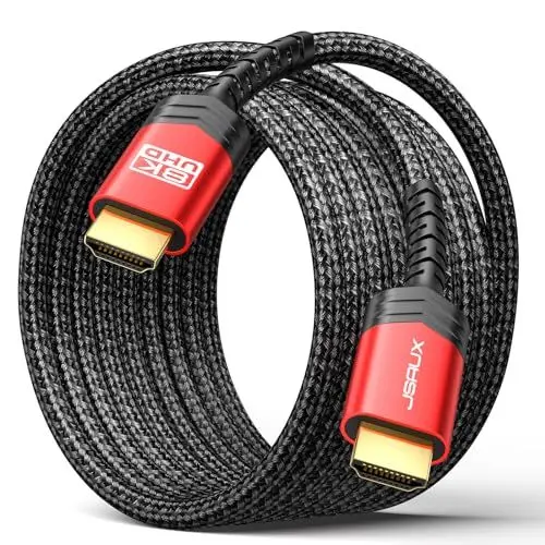 Produktbild: JSAUX 8K HDMI Kabel 3Meter, HDMI 2.1 Kabel Highspeed Ethernet 48Gbps 8K@60Hz, 4K@120Hz, UHD HDR 8, eARC, Dolby Vision, 3D, VRR, Kompatibel mit PS4 Pro, PS5, 8K Gaming, TV, Blu-ray-Player, Projektor