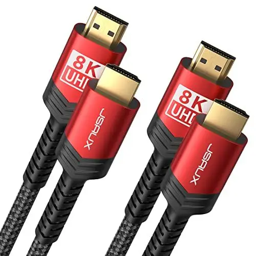 Produktbild: JSAUX 8K HDMI Kabel 3Meter 2-Stück | 4K & 8K HDMI 2.1 Kabel 48Gbps High Speed HDMI | 4K@120Hz 144Hz, 8K@60Hz, HDCP 2.2 & 2.3, HDR 10+, eARC Kompatibel mit Monitor UHD TV PS5 PS4 Dolby Vision -Rot