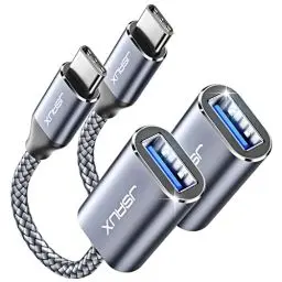 Produktbild: JSAUX Adapter USB C auf USB (2 Stücke) OTG Typ C auf USB 3.0 USB C Adapter OTG Kabel kompatibel mit iPhone 16 Pro Max/15 Pro Max, iPad Pro, MacBook Pro/Air, Galaxy S24/S23/S22 Ultra, Huawei P50-Grau