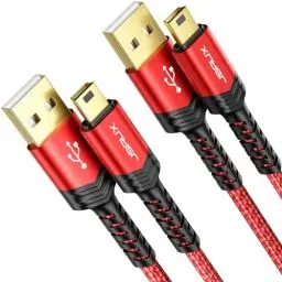 Produktbild: JSAUX Mini USB Kabel (2 Stücke 1M+2M) USB 2.0 Mini B Ladekabel Kompatibel mit PS3 Controller, Dash Cam, Garmin GPS Navi, Blue Yeti, Ti-84 Plus CE MP3 Player, Tiptoi, Canon Rot