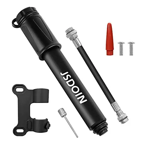 Produktbild: Jsdoin Mini Fahrradpumpe,für Luftpumpe Fahrrad alle Ventile,Fahrradpumpe alle Ventile,Presta, Schrader, Dunlop-Ventil, kompatibel für Mountainbikes, Rennräder, BMX, Schwarz