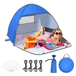Produktbild: Jsdoin Strandmuschel Pop Up mit UV SchutzPop UpZelt Strandzelt,Koffertauglich Zelt für L (2-3) Personen/XL (3-4) Personen inkd. Wurfzelt Beach Tent für Camping Garten Familien mit Tragetasche