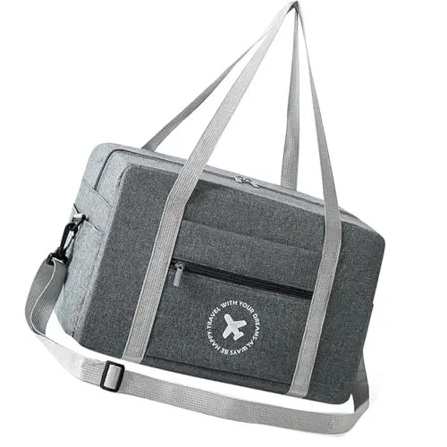 Produktbild: JSGHGDF Große Kapazität Schulter Reisetasche Faltbare Handgepäck Tasche für Kurzreisen Wasserabweisend Handgepäck für, Grau, Größe S, Medium