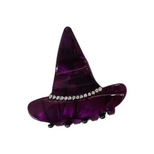 Produktbild: JSGHGDF Halloween-Haarspange mit Cartoon-Motiv, leicht, tragbar, zum Greifen von Gegenständen und, Violetter Hexenhut, M
