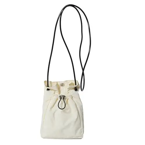 Produktbild: JSGHGDF Modische wasserabweisende kleine Umhängetasche, lässig, plissiert, Kordelzug, Handytasche, Crossbody-Tasche zum Einkaufen, weiß, Medium
