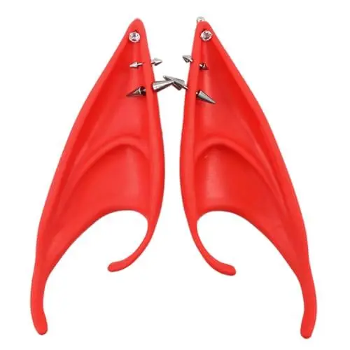 Produktbild: JSGHGDF Ohrstecker, Cosplay, Halloween, Silikon, weich, harmlos, falsche Ohren, Requisiten, Feen-Verkleidung, Rote Ohrringe aus Kupfer, M