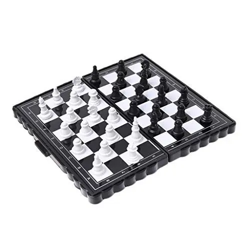 Produktbild: JSGHGDF Reise-Schach-Set mit faltbarem Schachbrett, pädagogische Reisegröße, Schachspiel für Kinder und Erwachsene