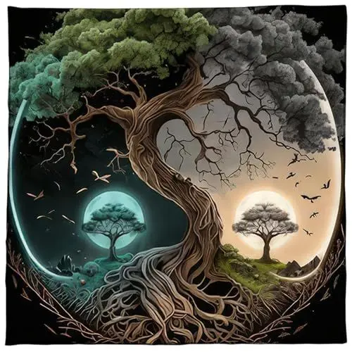Produktbild: JSGHGDF Tarots Tischdecke, quadratisch, Wahrsagungen, Tapisserie, Baum des Lebens, Tischdecke, Astrologie-Tischdecke, Hexerei-Zubehör