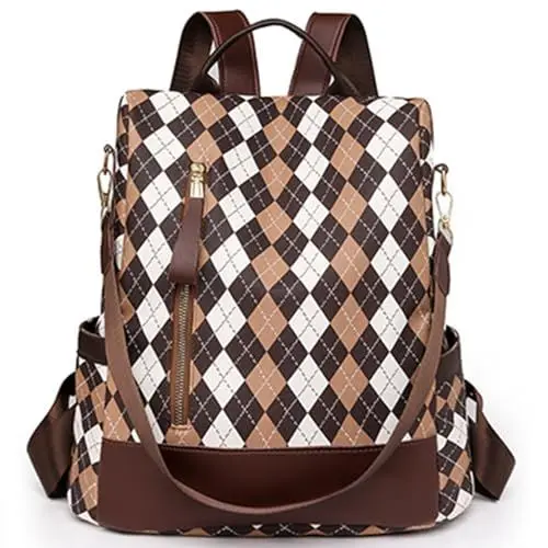 Produktbild: JSNOM Damen Rucksack Elegante Wasserdichte: Rucksack Damen Casual Kleine Daypack für Universität Schule Arbeit Einkaufen (Schwarz) (Braun)