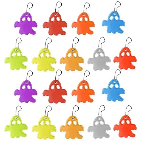 Produktbild: JSUOEO Reflektierender Anhänger, 18 Stück Reflektoren Kinder Set Wasserdicht Reflektierende Geist Anhängers für Schultasche Kleidung Rucksack Radfahren Gehen Laufen