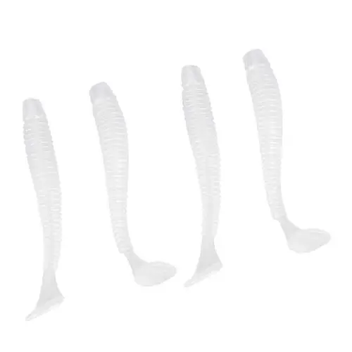 Produktbild: JTLB 50 Stück 5 cm Angelköder aus Weichem Kunststoff, Wurmköder, Fischzubehör, Leicht und Klein, Einzelnes T-Schwanz-Design, für Angelbegeisterte (Perlweiß)