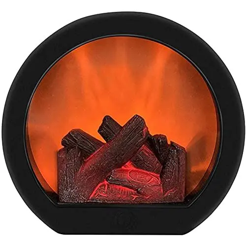 Produktbild: LED-Kaminlaterne, Simulation LED-Schreibtischofen, LED-Laterne mit Realistischer Flammensimulation, Dekorative Realistische Kaminlaterne, Kaminlampe (Schwarz)