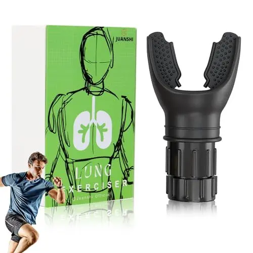 Produktbild: JUANSHI® Oxyfit Lungentrainer - Tiefenatmungstrainer &Lungentrainer Atmungsgerät Tragbare Widerstandsatemhilfen für die Lunge Atemtrainer Power Breathe Lungenbeuger Lungenreinigung (Schwarz)
