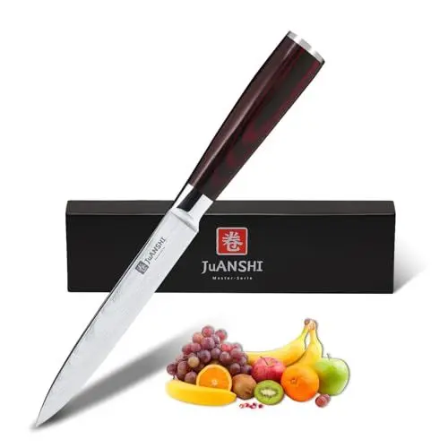 Produktbild: JUANSHI® Profi Universalmesser - Messer 13cm klinge Küchenmesser Tomatenmesser aus hochwertigem Carbon-Edelstahl Asiatisches Messer Stiletto Messer Kochmesser Kleine Messer Sashimi Messer