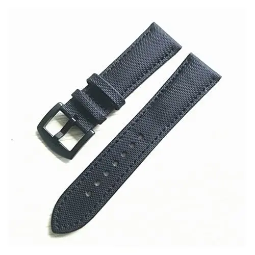 Produktbild: JUANZD 23mm schwarz königsblau Nylon Cowhide Watch Armband kompatibel mit Blancpain Fünfzig Fathoms Watch Zenith Chor -Bürger Armband(Black2 black buckle)