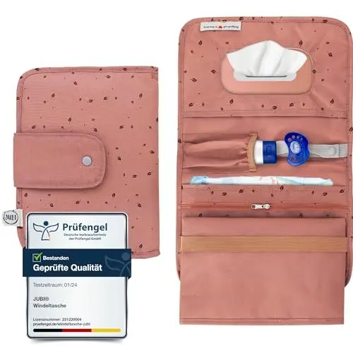 Produktbild: Jubi® Baby Windeltasche mit Wickelunterlage für unterwegs mit extra viel Platz - Kleine Wickeltasche - Braun Herbst (Klettverschluss)