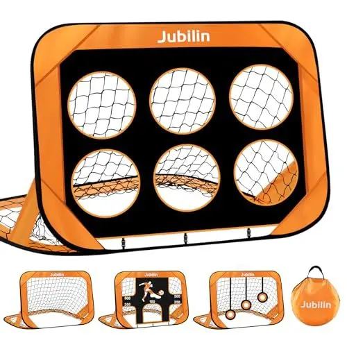 Produktbild: Jubilin Fussballtor Sets, Pop Up Fußballtor Kinder, 4 Modi Fussballtore Für Garten Kinder Erwachsene, Faltbar Fussball Tor mit Tragetasche für Garten, Park, Strand