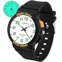 Produktbild: Juboos Armbanduhr Kinder,Kinderuhr Jungen Mädchen Analog Quartz Uhr mit Armbanduhr Licht 50M Wasserdicht Outdoor Sports Jugend Uhr 7-16 (Schwarz und Weiß)