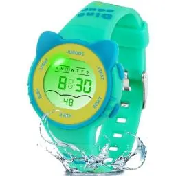 Produktbild: Juboos Kinder Digitaluhren, 7 Farben LED-Licht, Wasserdicht, Alarm, Stoppuhr, Outdoor Armbanduhr für Kinder 5-16 Jahre