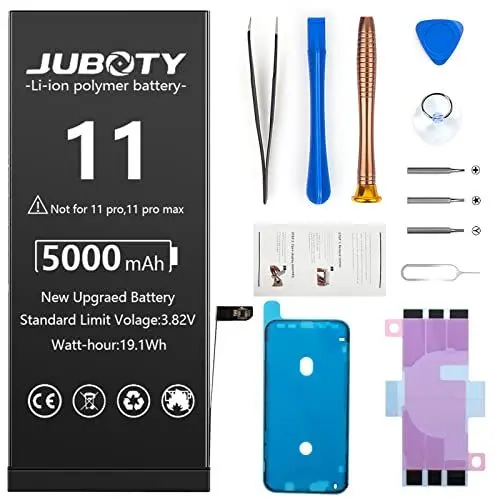 Produktbild: JUBOTY Akku für iPhone 11 5000mAh, Neues Upgrade Li-ion hohe Kapazität Akku Ersatz für iPhone 11 Model A2111 A2221 A2223 mit kompletten professionellen Reparatur-Set
