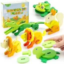 Produktbild: Juboury 6 Pcs 3D Kinder Holzpuzzle, Holzspielzeug Puzzle Kinder, lernendes Pädagogisches Holzpuzzle-Spielzeug,Holzpuzzle für Kleinkinder ab 3 Jahren Pädagogisches Lernspielzeug Geschenk Mädchen Jungen