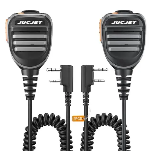 Produktbild: JUCJET Radio-Schulter-Lautsprecher-Mikrofon, Walkie-Talkie-Handmikrofon mit 3,5-mm-Headset-Buchse, kompatibel mit UV-5RH BF-88S UV-K5 UV-K6 Funkgerät (2 Stück)