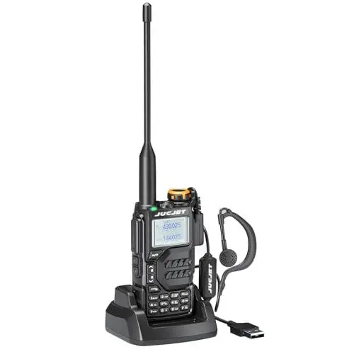 Produktbild: JUCJET UV-K5 Tragbares Walkie Talkies, Zweiwege-Funkgerät with Original Earpieces & USB Charging Station, 200 Kanäle Hochleistungs-Walkie-Talkie für Abenteuer, Outdoor, Camping, (Schwarz, 1 Stück)