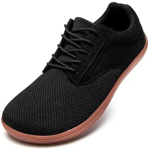 Produktbild: JUEQIBAA Barfußschuhe Herren Barfussschuhe Breite Füße Schuhe Barefoot Shoes Men Joggingschuhe Barfusslaufschuhe Zero Drop Sport Schwarz EU 43