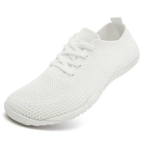 Produktbild: JUEQIBAA Hausschuhe Damen Barfussschuhe Sommerschuhe Slip On Schuhe Turnschuhe Outdoor Indoor Sneakers rutschfest Barefoot Shoes Traillaufschuhe Weiss 38 EU