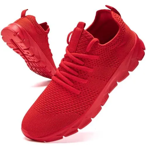 Produktbild: JUEQIBAA Herren Sneaker Schuhe Laufschuhe Sportschuhe Turnschuhe Sommer Schuhe Leichtgewichts Tennisschuhe Joggingschuhe Männer Fitnessschuhe Gym Running Shoes Herren Rot, EU 43