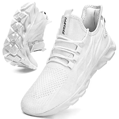 Produktbild: JUEQIBAA Herren Sneaker Schuhe Sportschuhe Leichtgewichts Tennisschuhe Joggingschuhe Männer Fitnessschuhe Walking Schuhe Gym Running Shoes Weiß Weiß, EU 42